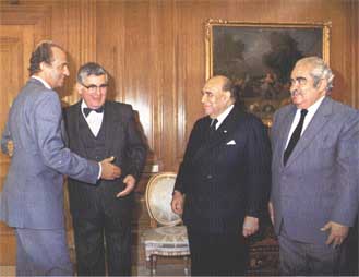 Recepción privada del rey Juan Carlos I a dirigentes, miembros y colaboradores de AULA, una asociación de la secta Moon (1986)